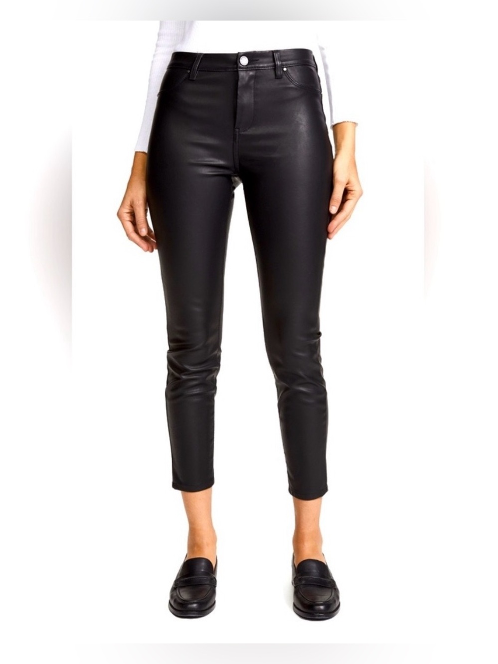 BLANKNYC Black Faux Leather Mid Rise Skinny Pants Size 27 Vegan Leather